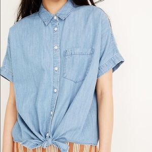 Madewell Chambray Tie Front Shirt